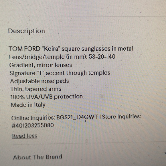 NWT TOM FORD KIERRA SQUARE MIRRORED METAL SUNGLASSES - Picture 12 of 12